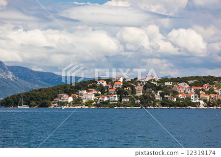 Ciovo island, Trogir area, Croatia view from the sea 12319174