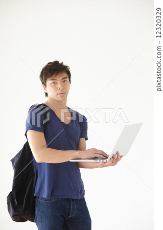 A man who plays a personal computer 12320329