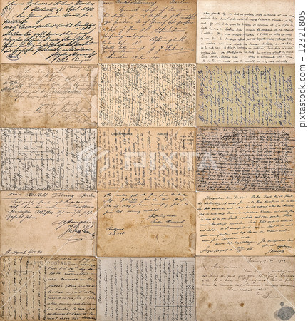 antique handwritten mails. old undefined texts 12321805