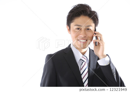 商人 -  867（微笑交談智能手機與相機微笑） 12321949