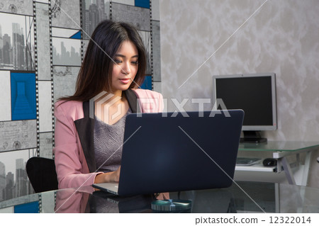 Office lady working on Computer 12322014