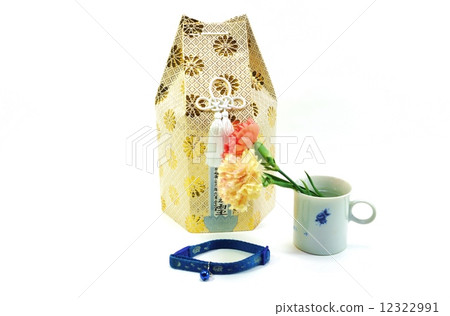 永遠·愛貓的罐子和最喜歡的衣領和花朵·側身位置 12322991