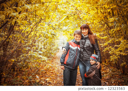 two brothers in autumn park 12323563