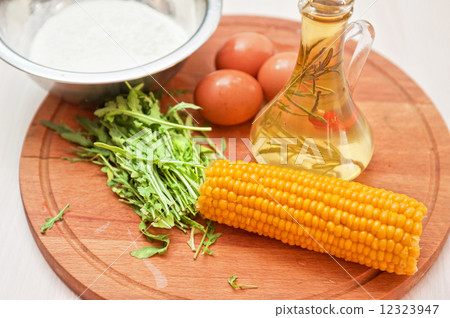 Ingredients for corn pancakes Ingredients for corn pancakes 12323947