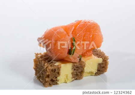 Appetizer. Creative cuisine. Canapes with salmon 12324362