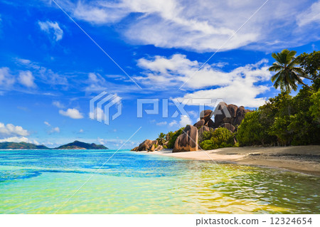 Beach Source d'Argent at Seychelles 12324654