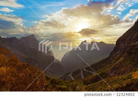 Sunset in canyon Masca at Tenerife island - Canary 12324802