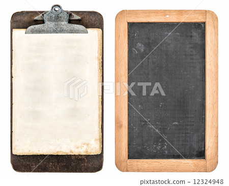 antique clipboard and chalkboard isolated on white antique clipboard and chalkboard isolated on white 12324948