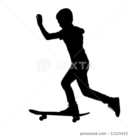 Set of skateboarders silhouette. Vector illustration. 12325425