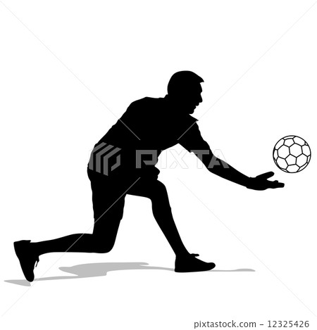 silhouettes of soccer players with the ball. Vector illustration 12325426