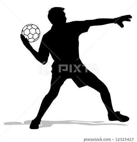 silhouettes of soccer players with the ball. Vector illustration 12325427