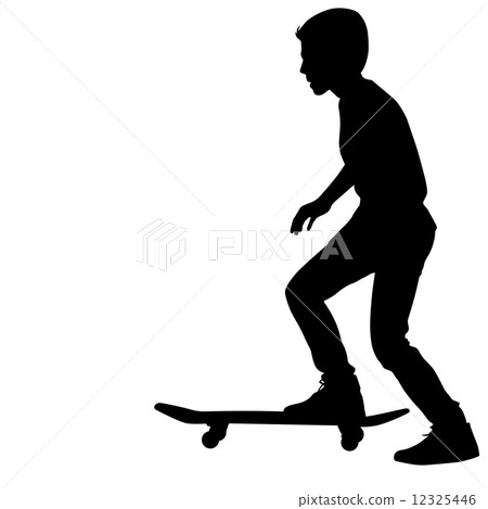 Set of skateboarders silhouette. Vector illustration. 12325446