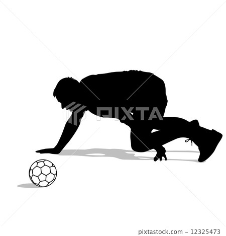 silhouettes of soccer players with the ball. Vector illustration 12325473