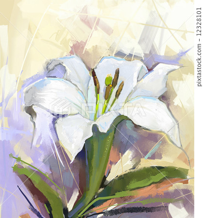 White lily flower.Flower oil painting 12328101