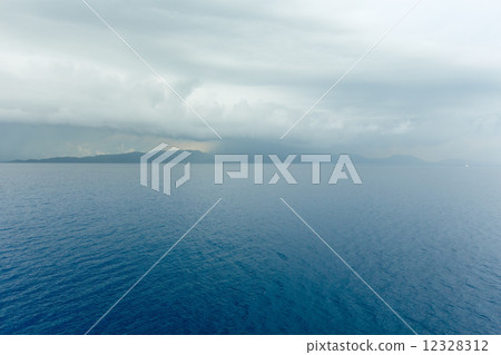 Sea summer view with stormy sky (Greece) 12328312