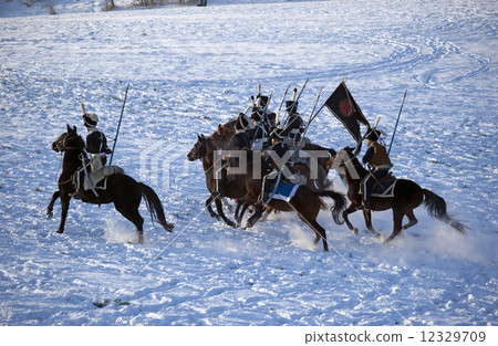 Charging horse warriors, Austerlitz, Czech Republic 12329709
