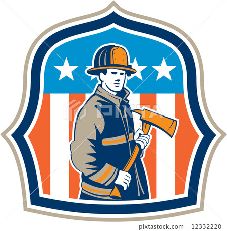 American Fireman Firefighter Fire Axe Shield American Fireman Firefighter Fire Axe Shield 12332220