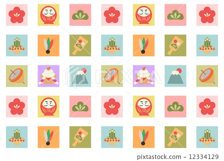 New Year's card background Lucky objects Colorful sideways 12334129
