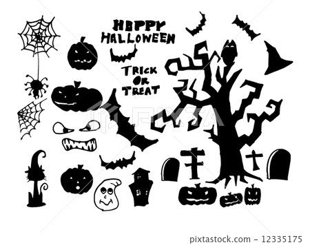 Set of funny cartoon doodle halloween elements 12335175