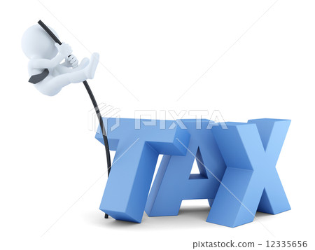 Business men jumping over "tax" sign. Business concept. Isolated. Contains clipping path 12335656