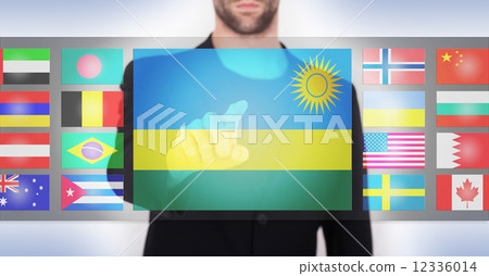 Hand pushing on a touch screen interface 12336014