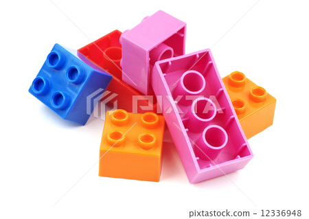 Toy colorful plastic blocks isolated on white background Toy colorful plastic blocks isolated on white background 12336948