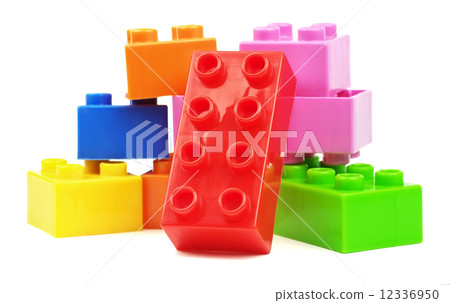 Toy colorful plastic blocks isolated on white background Toy colorful plastic blocks isolated on white background 12336950