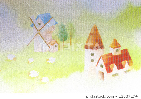 Patterned paintings of small houses. Patterned paintings of small houses. 12337174