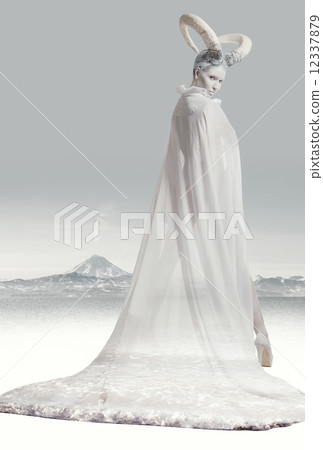 Female with goat body-art 12337879