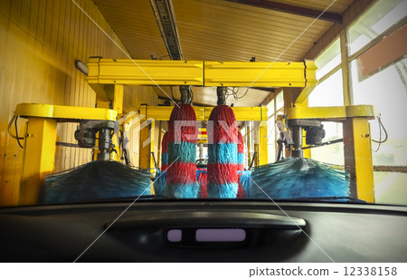 Car wash from inside a car during the wash. 12338158