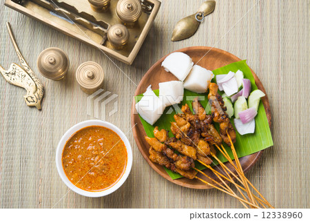 chicken satay shot from top down 12338960