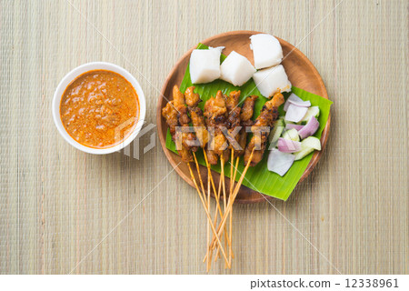 chicken satay shot from top down 12338961