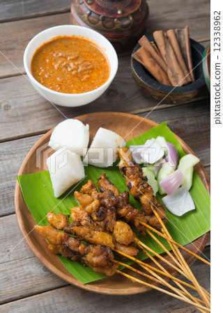 chicken satay shot from top down 12338962