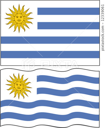 Flat and waving Uruguayan Flag. Vector 12339061