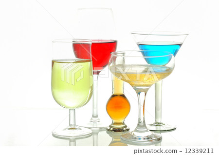 Different glasses with alcoholic drinks Different glasses with alcoholic drinks 12339211