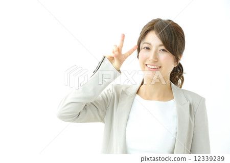 Peace Sign Business Woman 12339289
