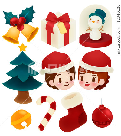 Set of adorable christmas icons Set of adorable christmas icons 12340126