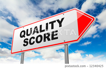 Quality Score on Red Road Sign. Quality Score on Red Road Sign. 12340425