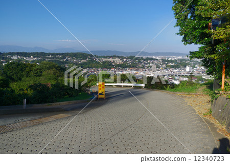 Odawara City Landscape from Ishigakiyama farm road The town of Odawara spreading under the farm road with slip prevention 12340723