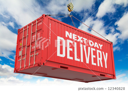 Next Day Delivery - Red Hanging Cargo Container. 12340828