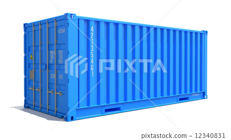 Blue Cargo Container Isolated on White. 12340831