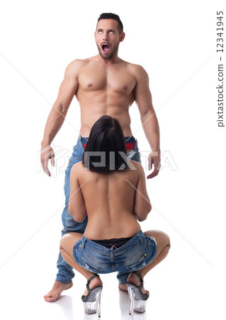 Handsome lovers having oral sex in studio 12341945