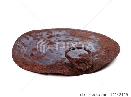 Old rusty cap of tin can isolated on white backgroun Old rusty cap of tin can isolated on white backgroun 12342139