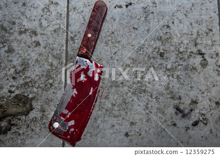 Dirty cleaver cover with blood 12359275
