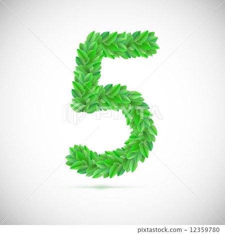 Number five, made up of green leaves 12359780