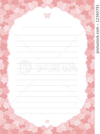 Sakura's letter paper _ Sharp cherry blossoms and shadows (straight line) 12360791