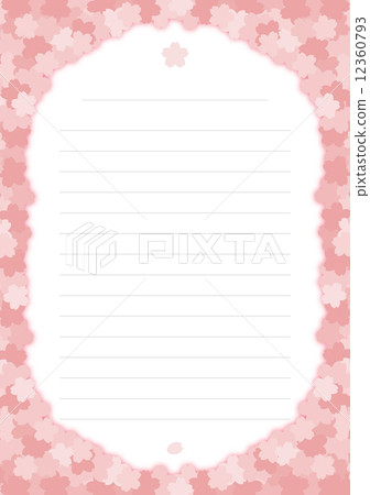 Sakura's letter paper _ Sharp cherry blossoms and shadows (straight line) 12360793