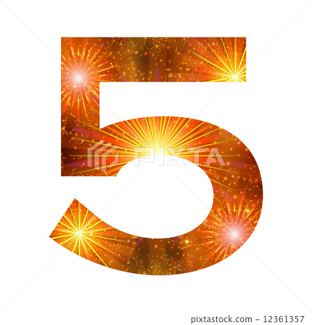 Number of orange firework, five-插圖素材 [12361357] - PIXTA圖庫