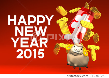 year of the sheep, new year's card, gaudy 12361750