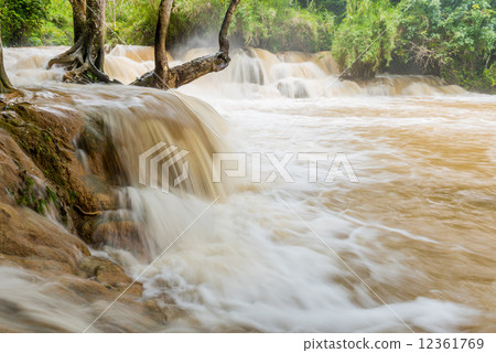 Waterfall in Luang prabang is Guangxi Waterfall over the turbid 12361769